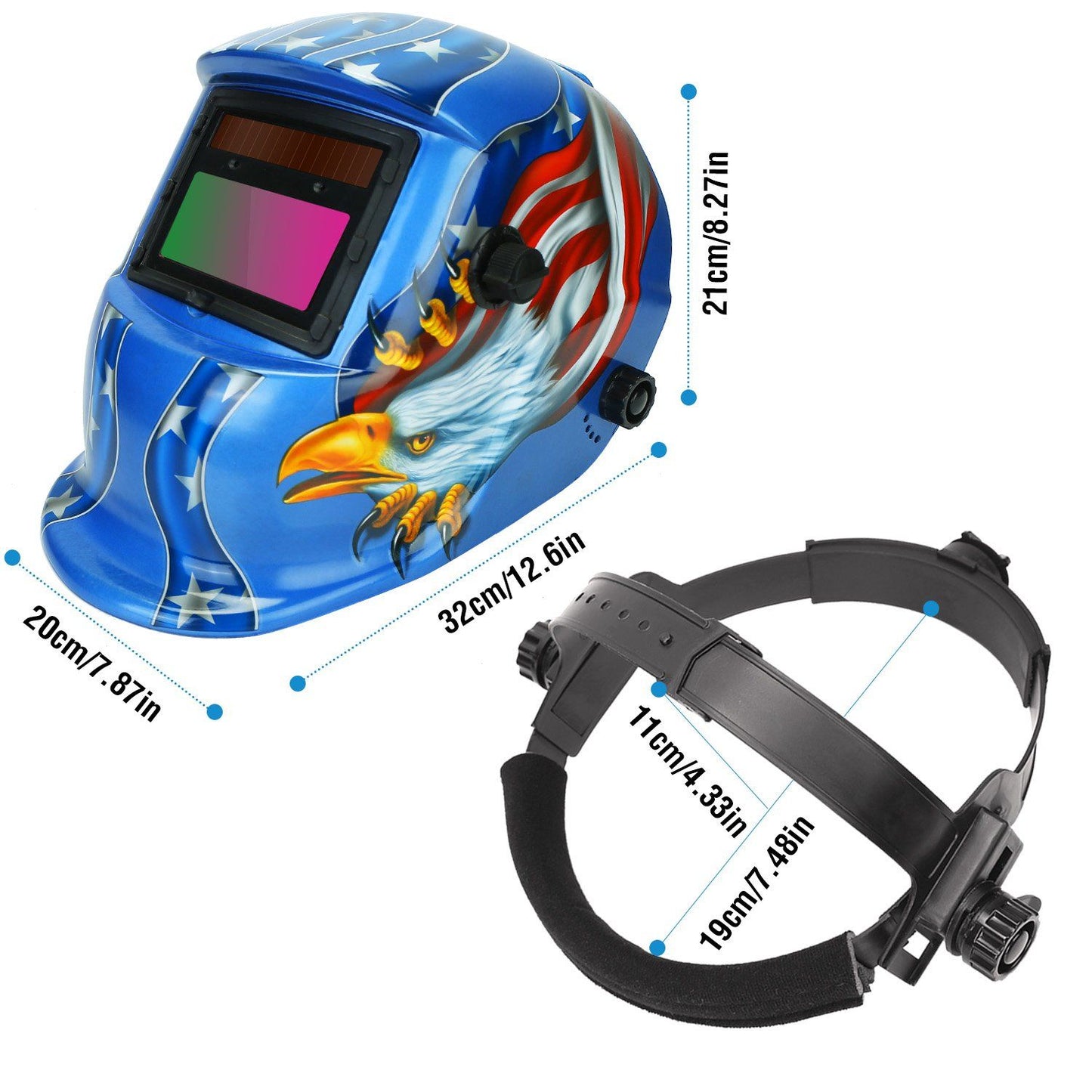 Rynx | Welding Helmet Solar Powered Automatic Darkening Hood with Adjustable Wide Screen