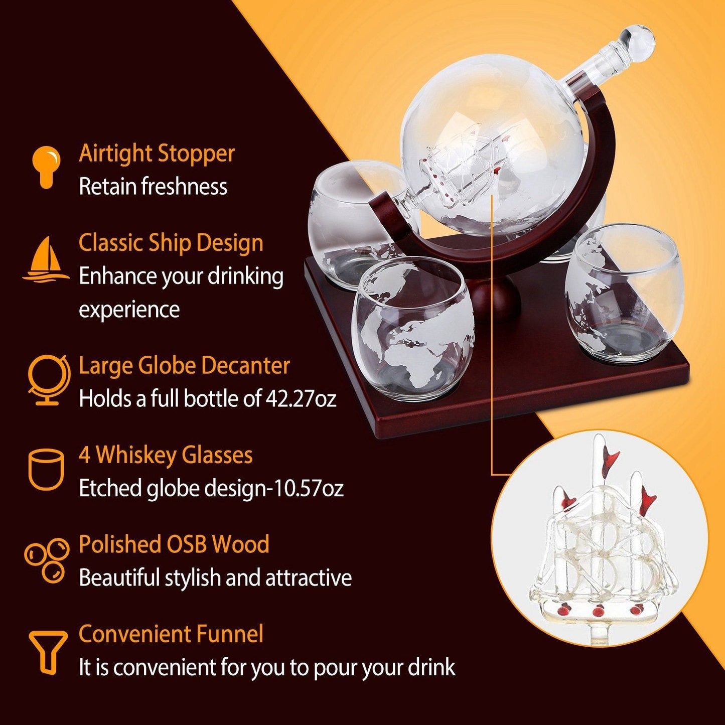 Rynx | Whisky Decanter Globe Set