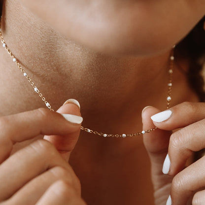 RYNX | Choker with Shining White Enamel Beads - Aurielle