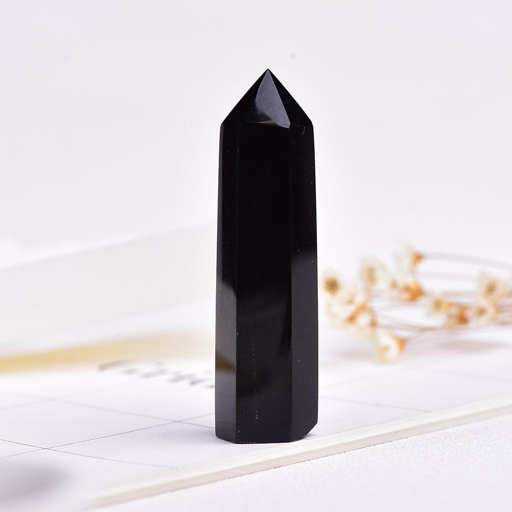Rynx | Black Obsidian Crystal Point Tower