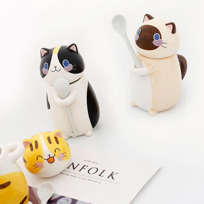 Rynx | Cute cat coffee mugs with spoon