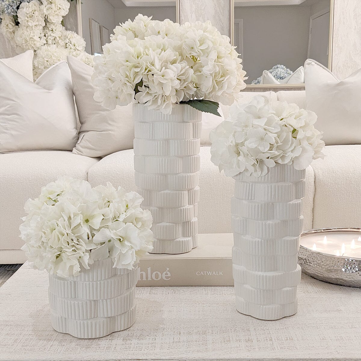 Rynx | Willow Medium White Ribbed Ceramic Vase