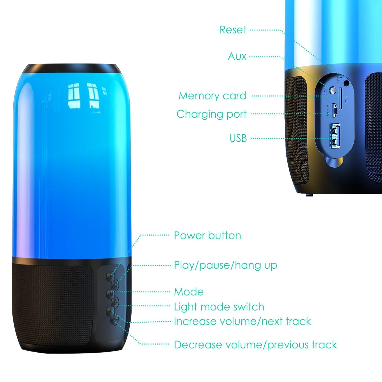 Rynx | Wireless portable speaker with color-changing lights