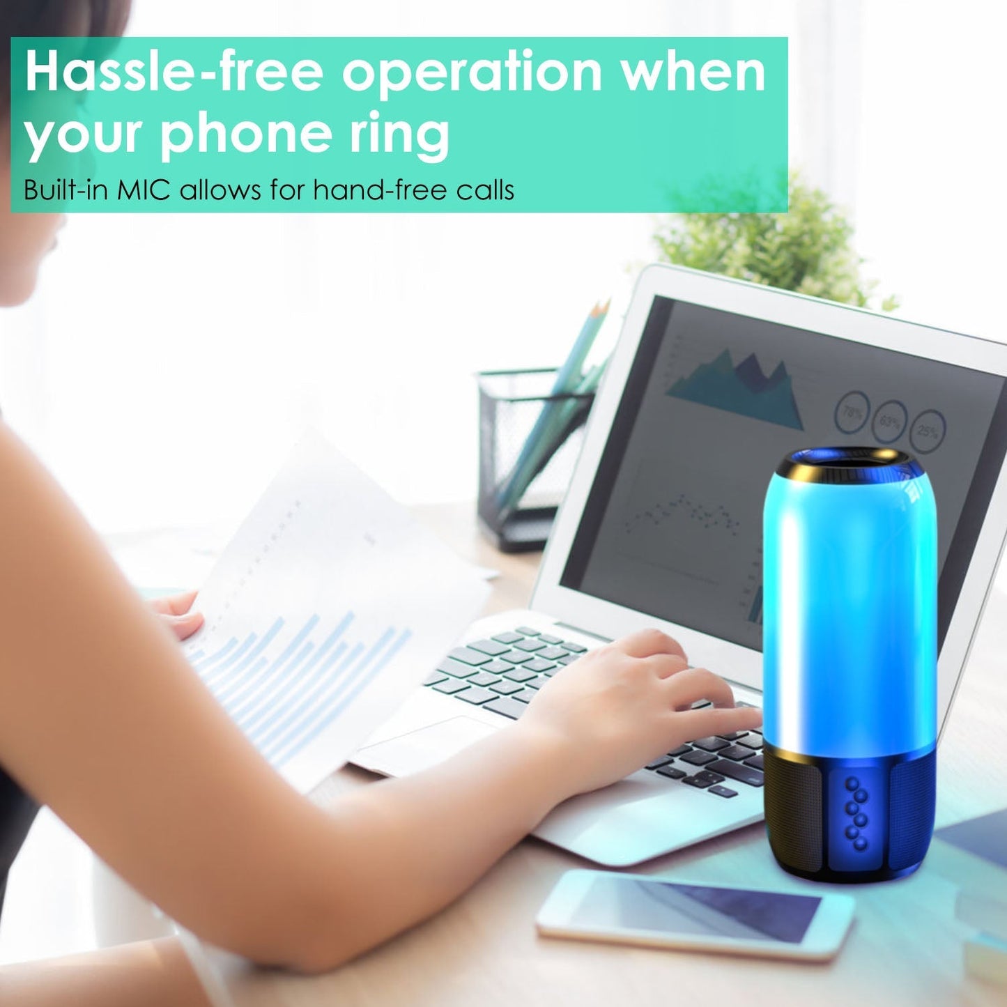 Rynx | Wireless portable speaker with color-changing lights