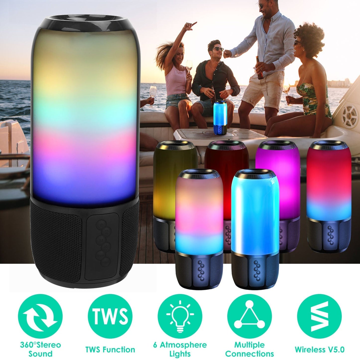 Rynx | Wireless portable speaker with color-changing lights