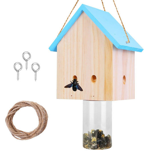 Rynx | Three Carpenter Bee Trap Outdoor Natural Pine Wood