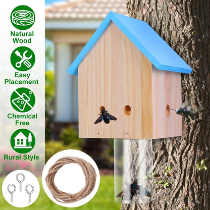 Rynx | Three Carpenter Bee Trap Outdoor Natural Pine Wood