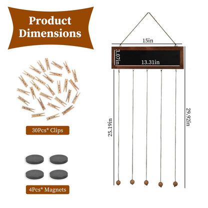 Rynx | Three Hanging Picture Frame Display String Ribbons with 30 Clips Writable Board