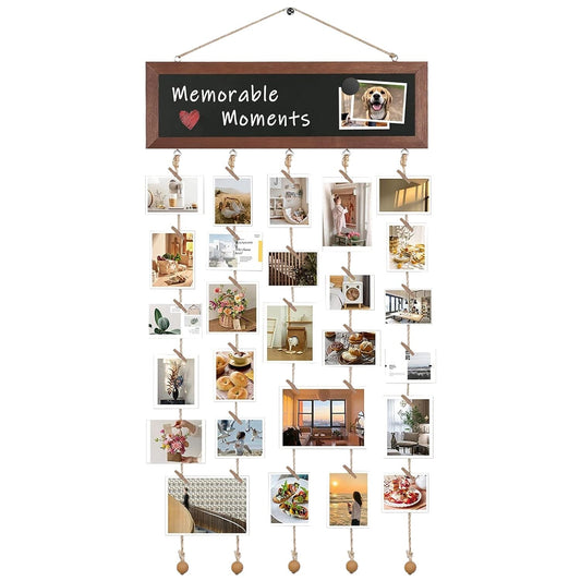 Rynx | Three Hanging Picture Frame Display String Ribbons with 30 Clips Writable Board