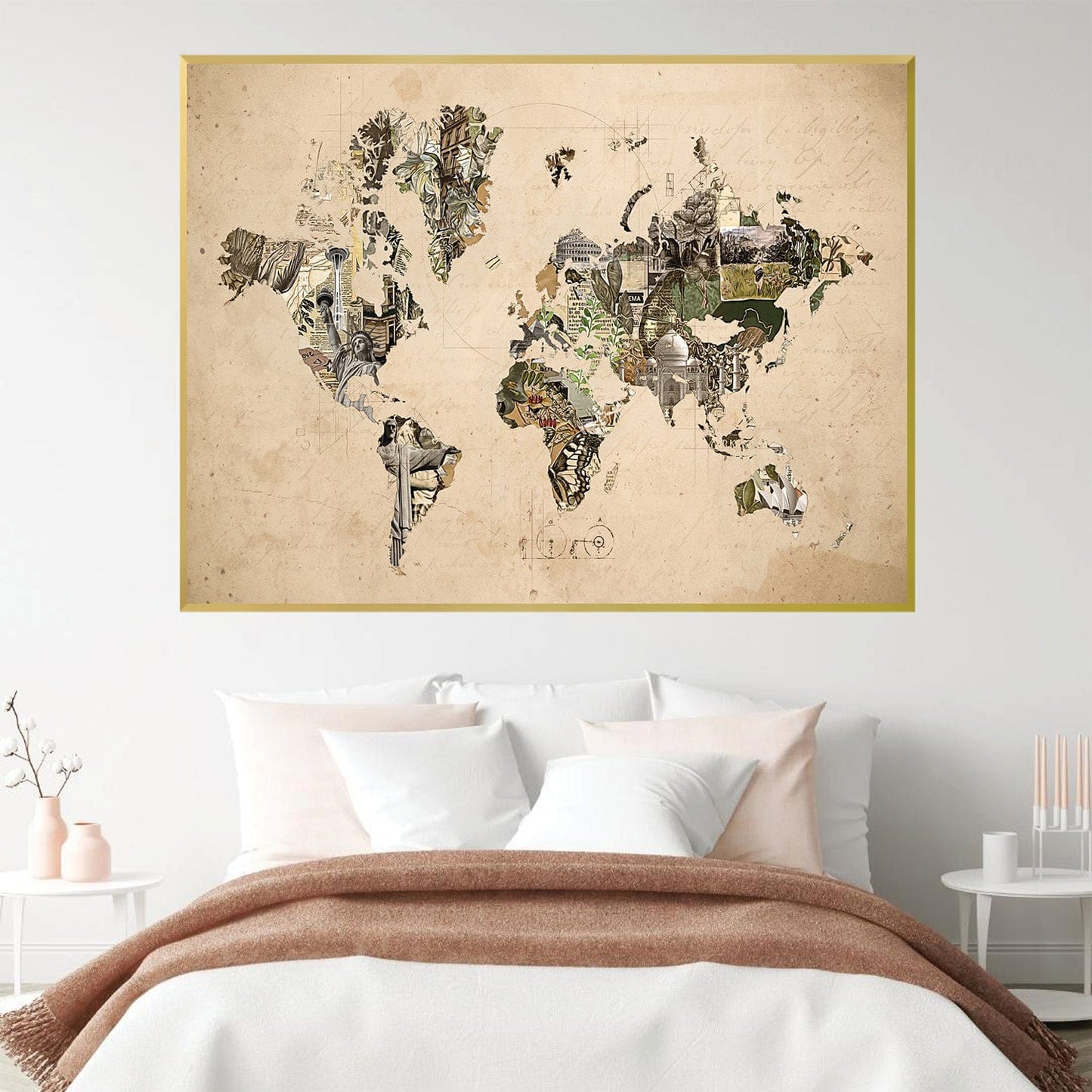 Rynx | World Map of Monuments Canvas