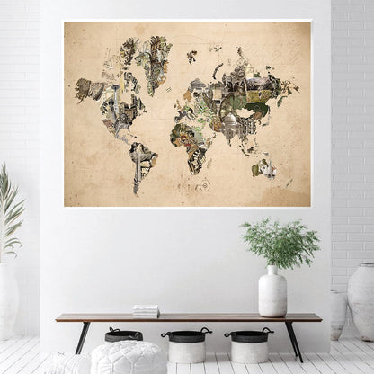 Rynx | World Map of Monuments Canvas