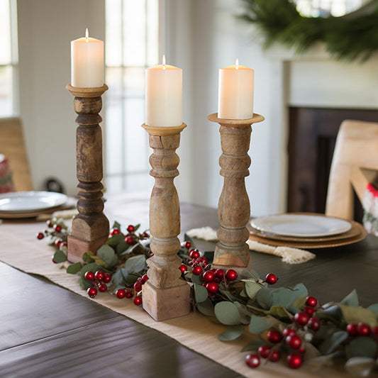 Rynx | Chunky Reclaimed Wood Candle Holders, Set of 3