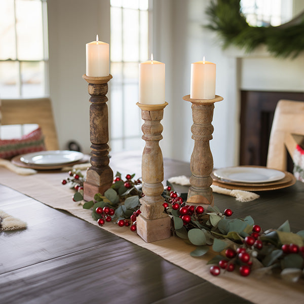 Rynx | Chunky Reclaimed Wood Candle Holders, Set of 3