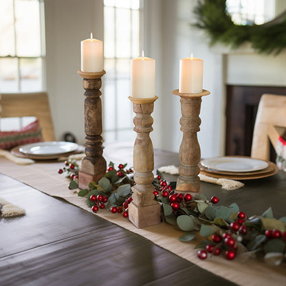 Rynx | Chunky Reclaimed Wood Candle Holders, Set of 3