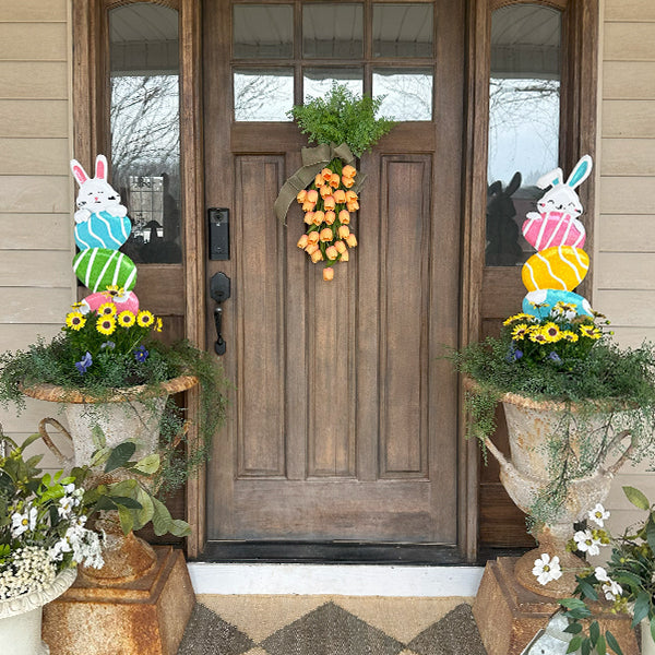 Rynx | Easter Bunny and Stacked Eggs Metal Garden Stakes, Set of 2