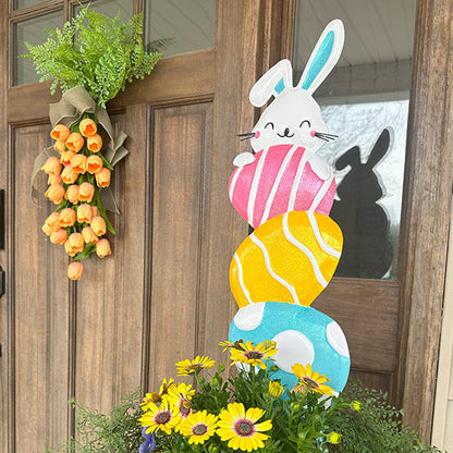 Rynx | Easter bunny and stacked eggs metal garden stakes, set of 2