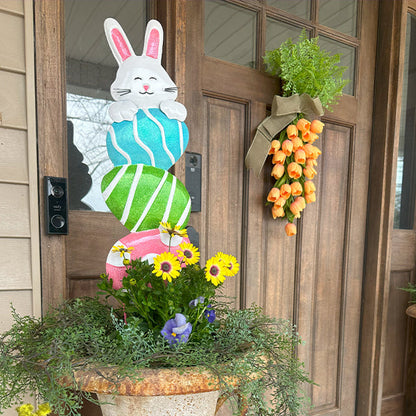 Rynx | Easter Bunny and Stacked Eggs Metal Garden Stakes, Set of 2